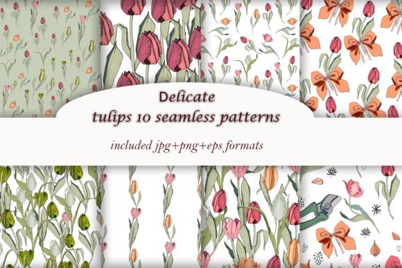 Delicate Tulips: Seamless Spring Design Assets