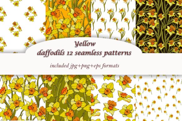 Designing with Yellow Spring Daffodils: A Guide to 12 Seamless Patterns