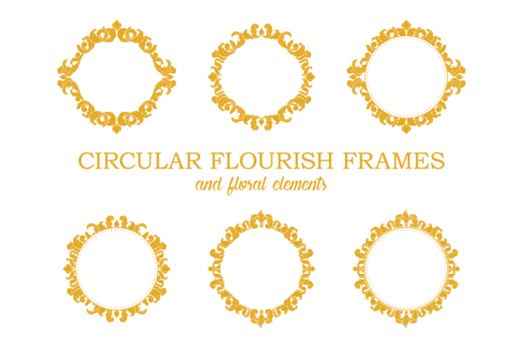 Elegant Circular Flourish Frames for Design
