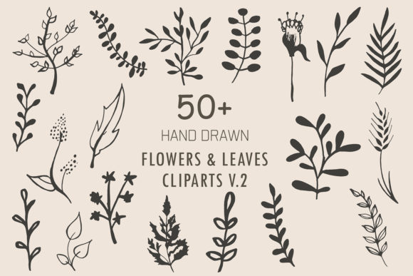Elevating Creative Projects with Handmade Flowers Leaves Cliparts V.2