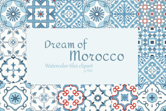 Evaluating Watercolor Moroccan Tiles Clipart for Professional Design Projects
