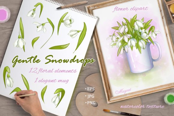 Gentle Snowdrops: Versatile Floral Design Assets