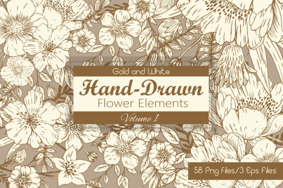 Gold and White Hand Drawn Flower Elements: Integrating Organic Assets into Professional Design Workflows