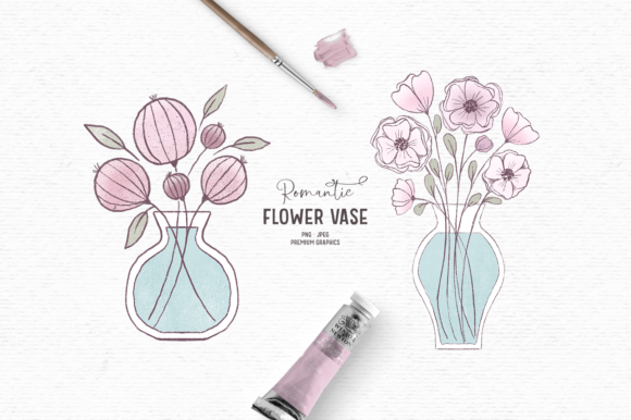 Hand-Drawn Flower Clipart in Pink