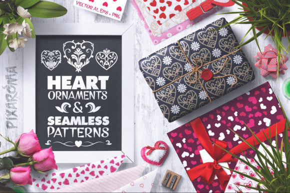 Heart Vector Ornaments and Patterns for Creative Projects