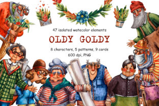 Oldy Goldy: Elevating Vintage Design with High-Quality Hand-Painted Watercolor Clip Art