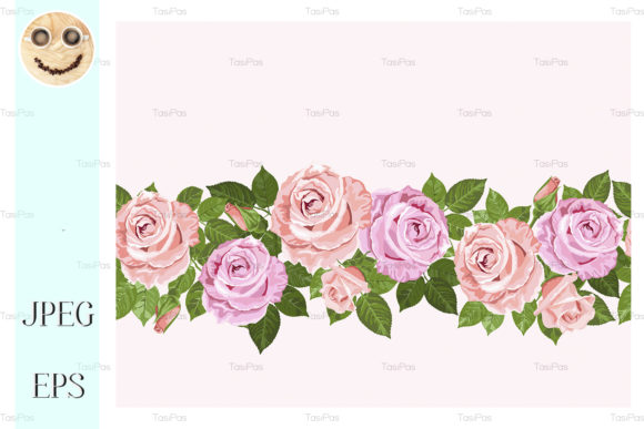 Pale Pink Roses Seamless Design for Cards