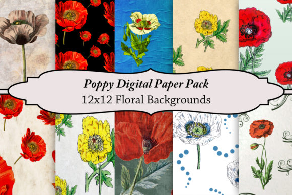 Poppy Digital Paper Pack: Versatile Floral Backgrounds for Creative and Professional Projects