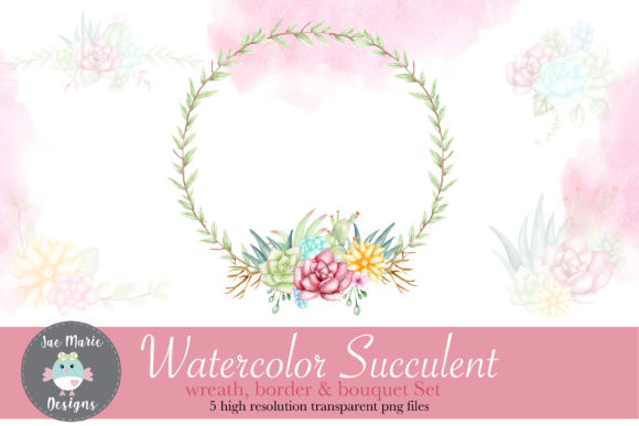 Succulent Wreath Watercolor Clipart: Elevating Digital Design with Authentic Artistry