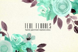 Teal Florals Watercolor Clipart for Creative Projects