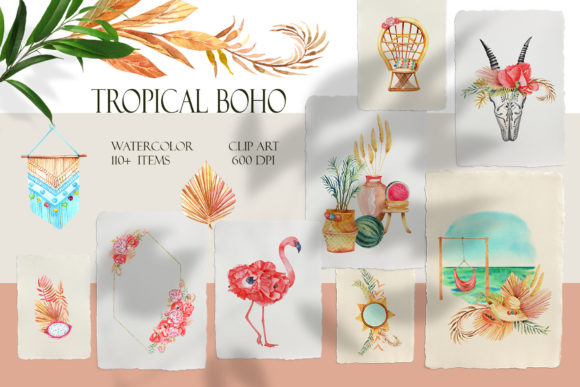 Tropical Boho: Elevating Design with Organic Watercolor Textures