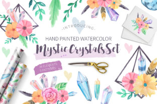 Watercolor Mystic Crystals Set: A Strategic Asset for Bohemian Visual Branding